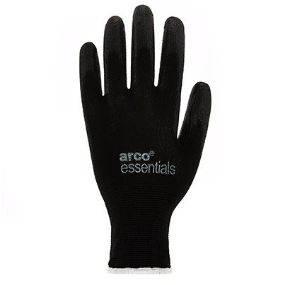 Arco Essentials Black PU-Coated Nylon Work Gloves (Pack of 12 Pairs) 10